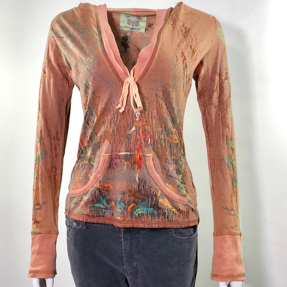 Distressed Hoodie with Renaissance imagery